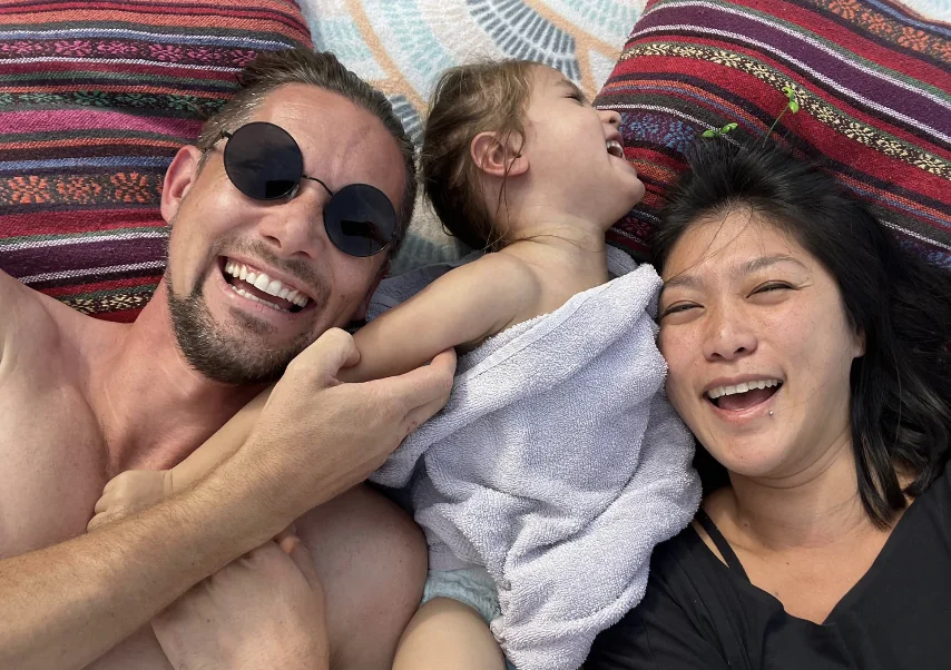Guy, Tian and Cosmo smiling together